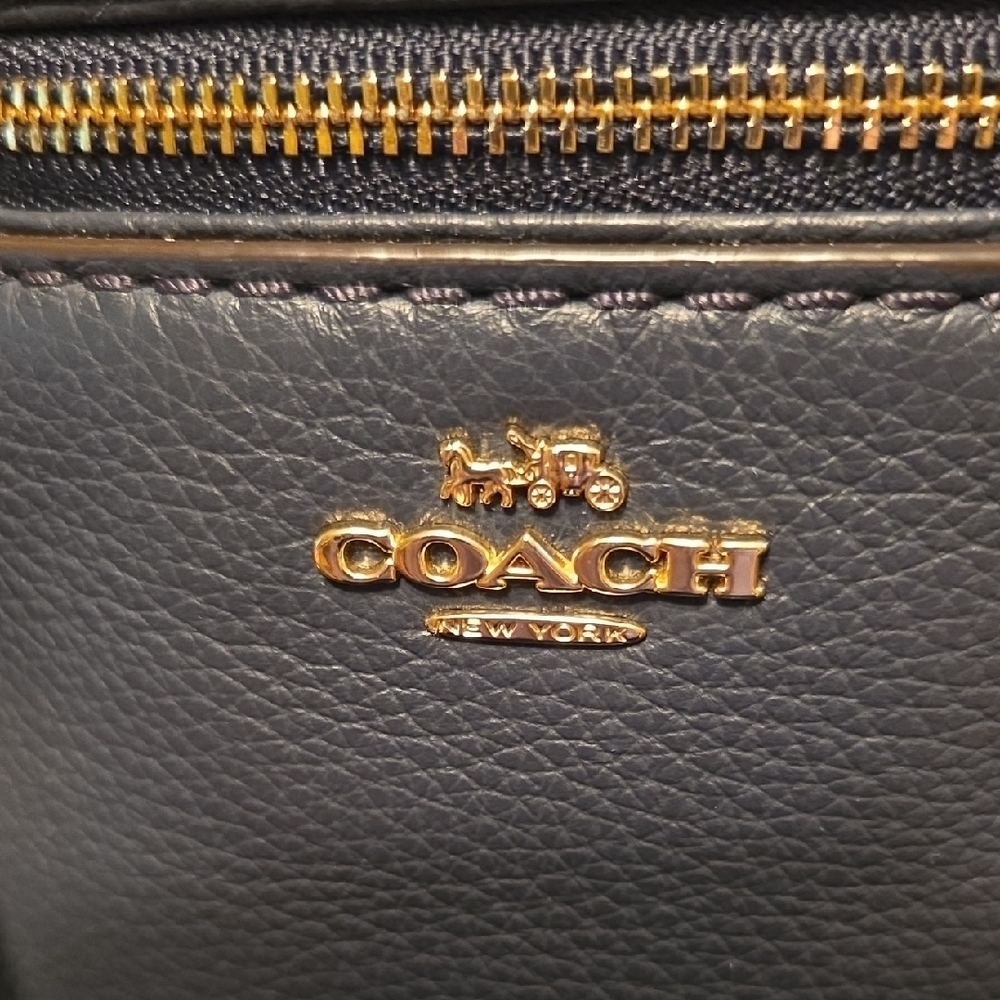 Coach Andi Convertible Black & Metallic Blue Colorblock Leather Backpack - Picture 2 of 11